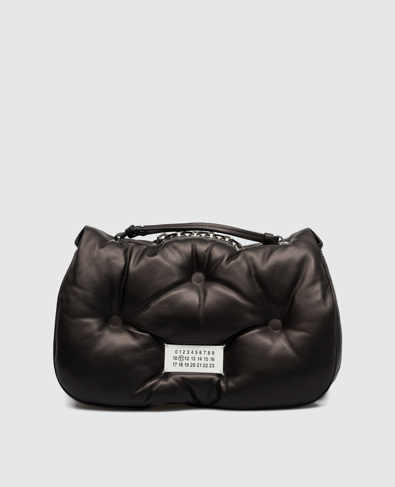 

Черная кожаная сумка с логотипом, Черный, Сумки на плечо