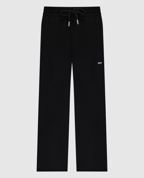 Off-White Чорні спортивні штани з контрастною вишивкою логотипа OMCH054S24FLE003