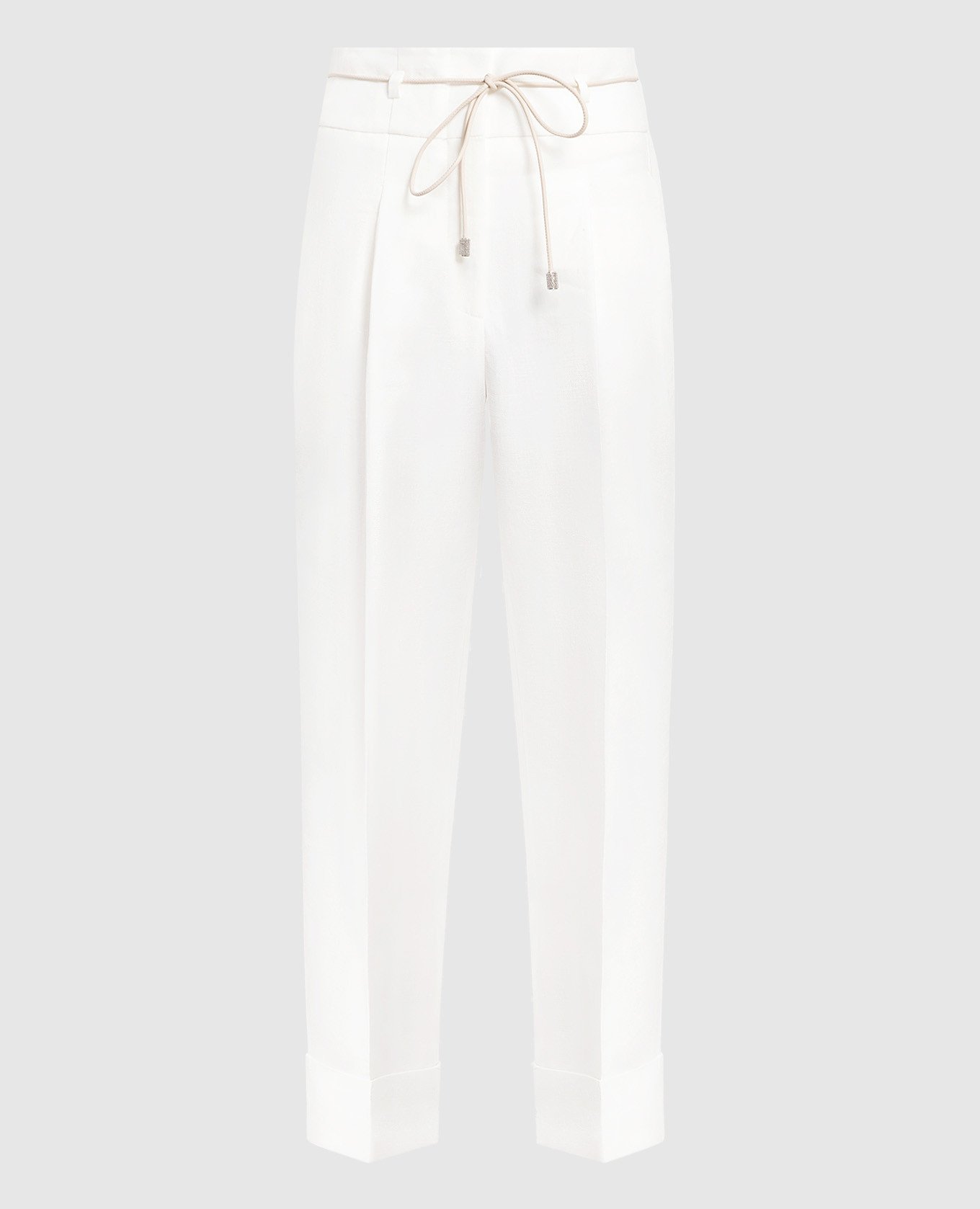 High rise white linen pants