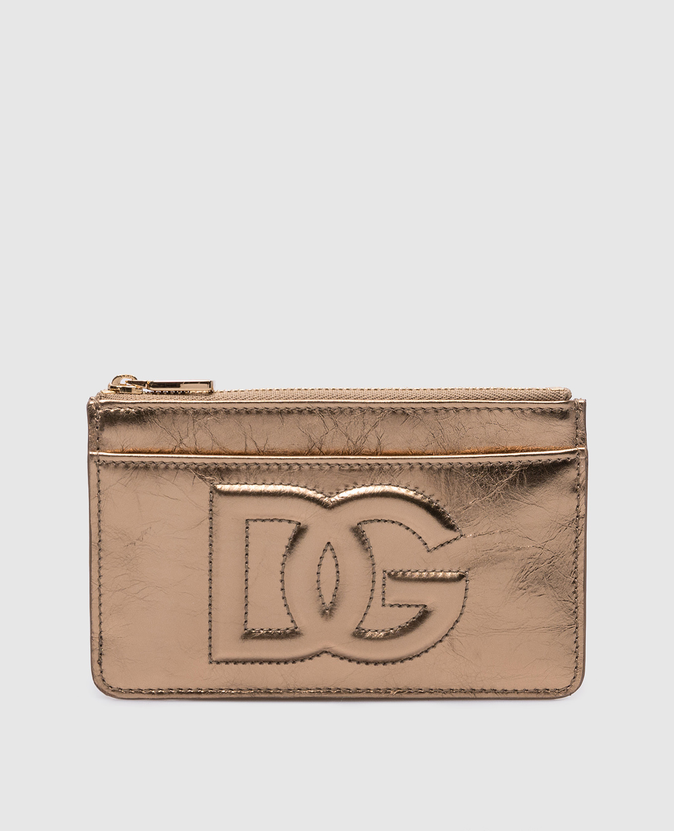 Золотистый кожаный кошелек Continental DG Logo