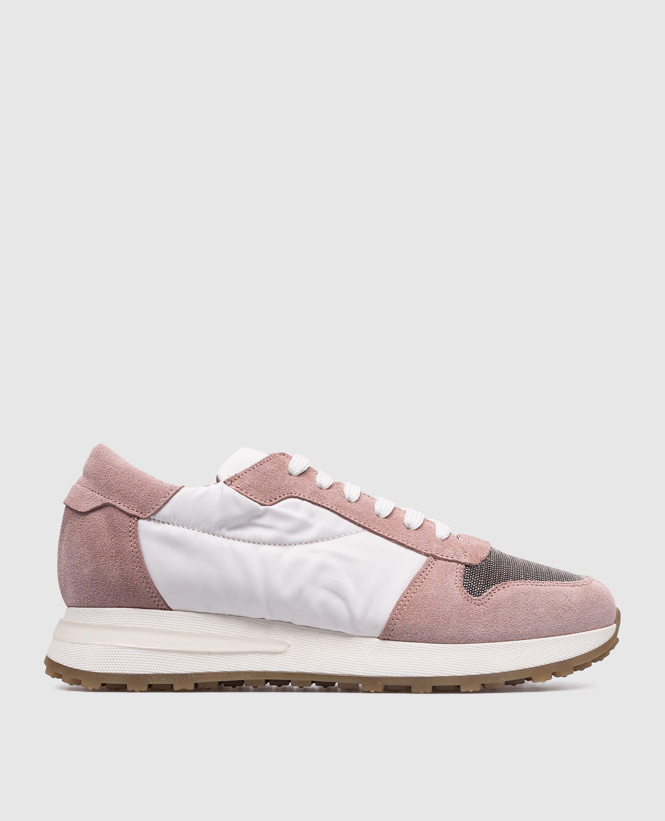 Pink combination sneakers with monil chain