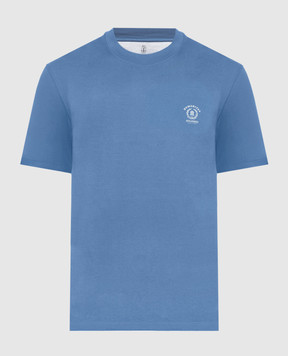 Brunello Cucinelli Голубая футболка с принтом M0T618442