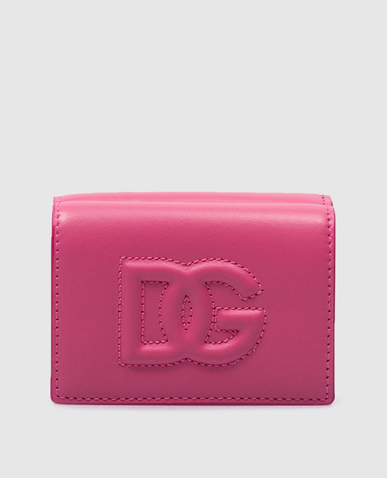 Розовый кожаный кошелек DG LOGO