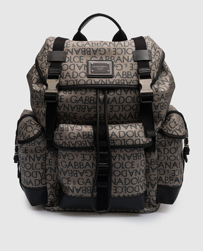 Dolce&Gabbana Серый рюкзак в логотипе шаблон. BM2228AJ705