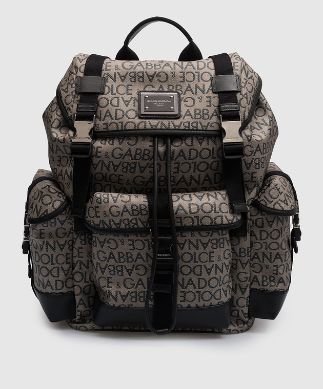 Dolce&Gabbana Gray backpack in logo pattern BM2228AJ705