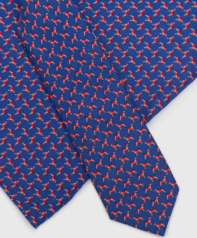 Stefano Ricci Children's blue silk set of patterned tie and shawl YDHNG300 image 4