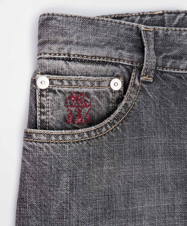 Brunello Cucinelli Дитячі темно-сірі джинси з ефектом потертості BH203D300A зображення 3