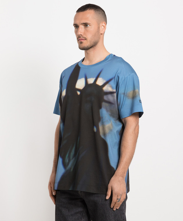 Givenchy Blue t-shirt with a Statue of Liberty print BM716N3YBE image 3