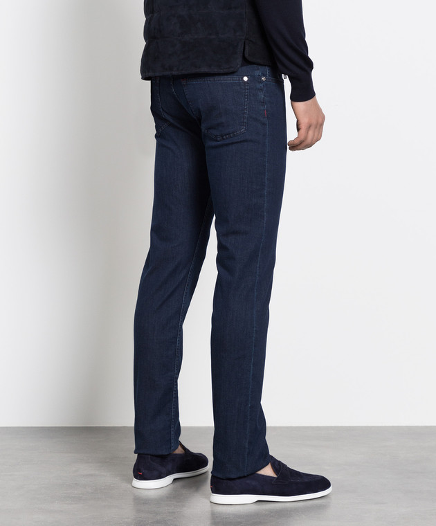 Primo Imperatore Темно-сині джинси з вишивкою логотипу PIR2018TEXX0257MOD05 зображення 4