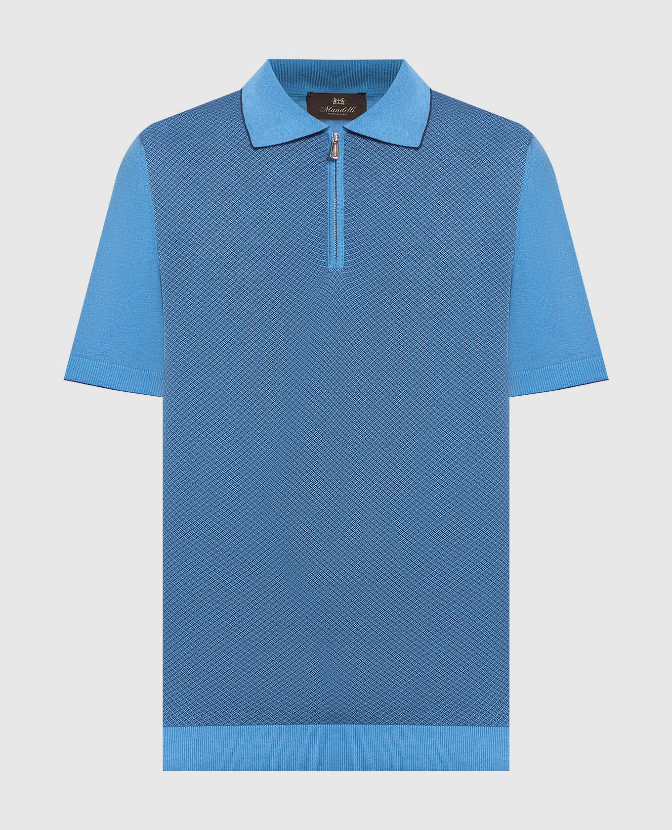 Blue patterned polo shirt