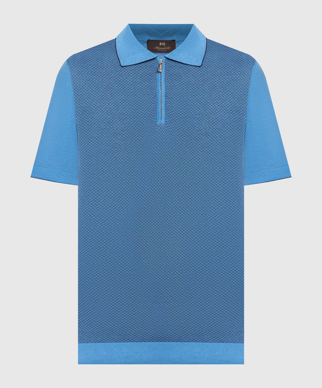 Enrico Mandelli Blue patterned polo shirt A6J0035194