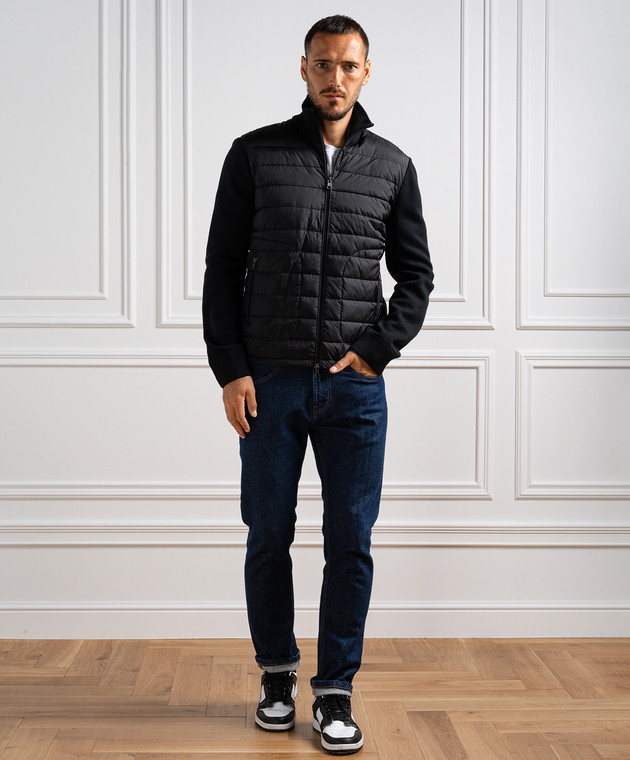 Moncler Черный комбинированный кардиган 9B50700A9341 изображение 2