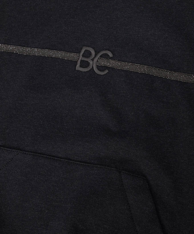 Brunello Cucinelli Темно-сіре худи з еколатунню та вишивкою BH827E219C зображення 3