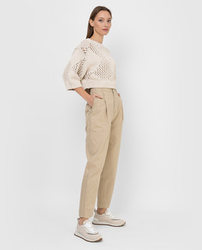 Brunello Cucinelli Бежевые брюки с высокой посадкой MA130P7982