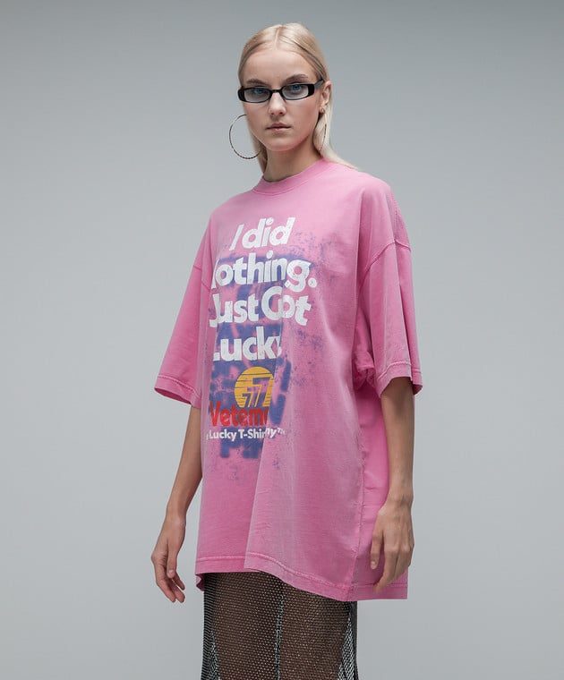 Vetements Pink t-shirt with a print UE54TR390Hw image 3