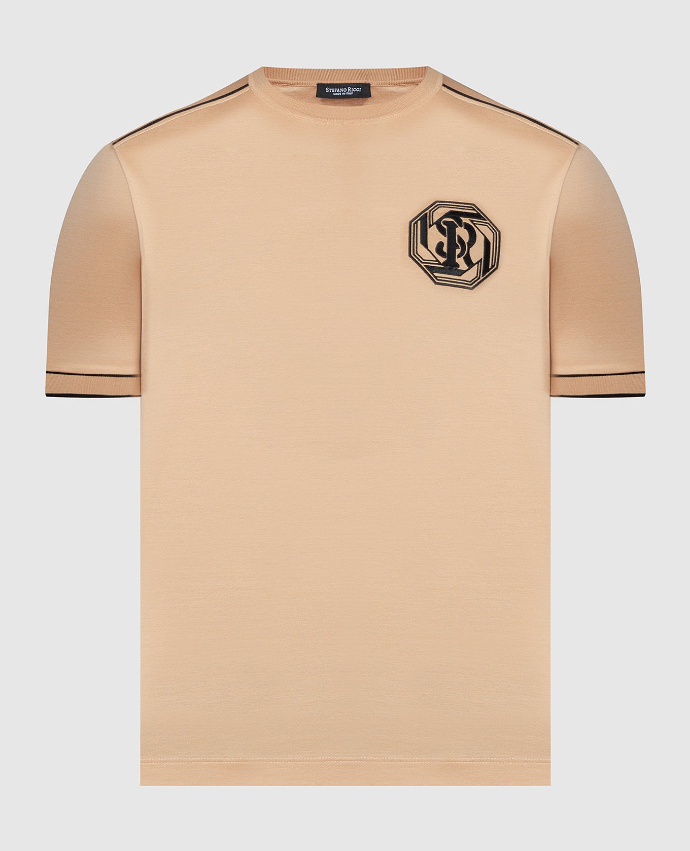 Brown t-shirt with monogram logo embroidery