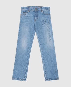 Dolce&Gabbana Дитячі блакитні джинси з фактурним логотипом L42F59LDC04812+