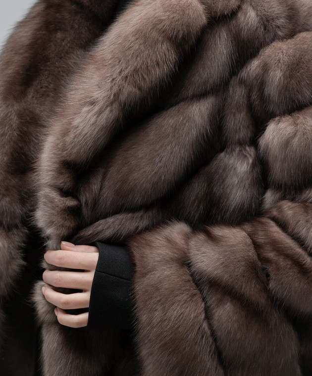 MalaMati Короткая коричневая шуба из меха соболя ZIBg изображение 5