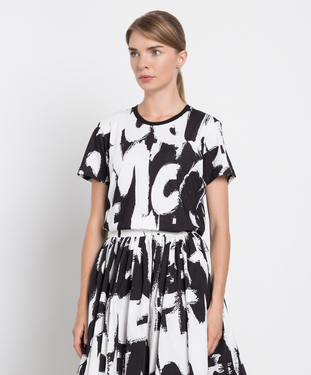 Alexander McQueen Футболка с контрастным принтом McQueen Graffiti 710616QZAGB изображение 3