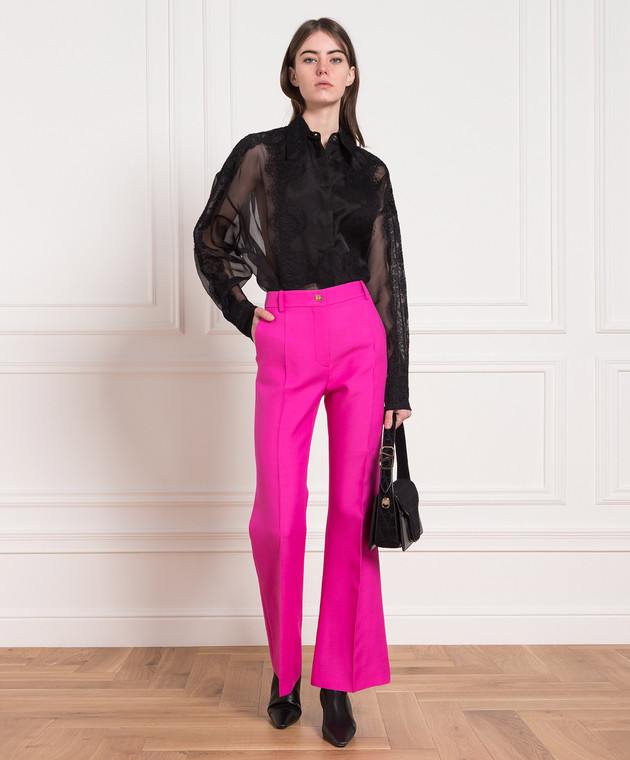 Valentino Pink flared pants made of wool and silk 2B3RB5601CF изображение 2