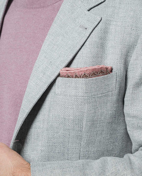 Brunello Cucinelli Розовый двухсторонний платок-паше из шелка в узор. MR8740091