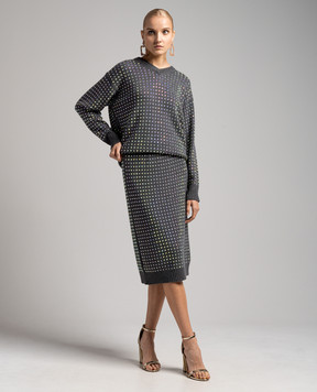 Max Mara Sportmax Сіра спідниця Dentice з кристалами DENTICE