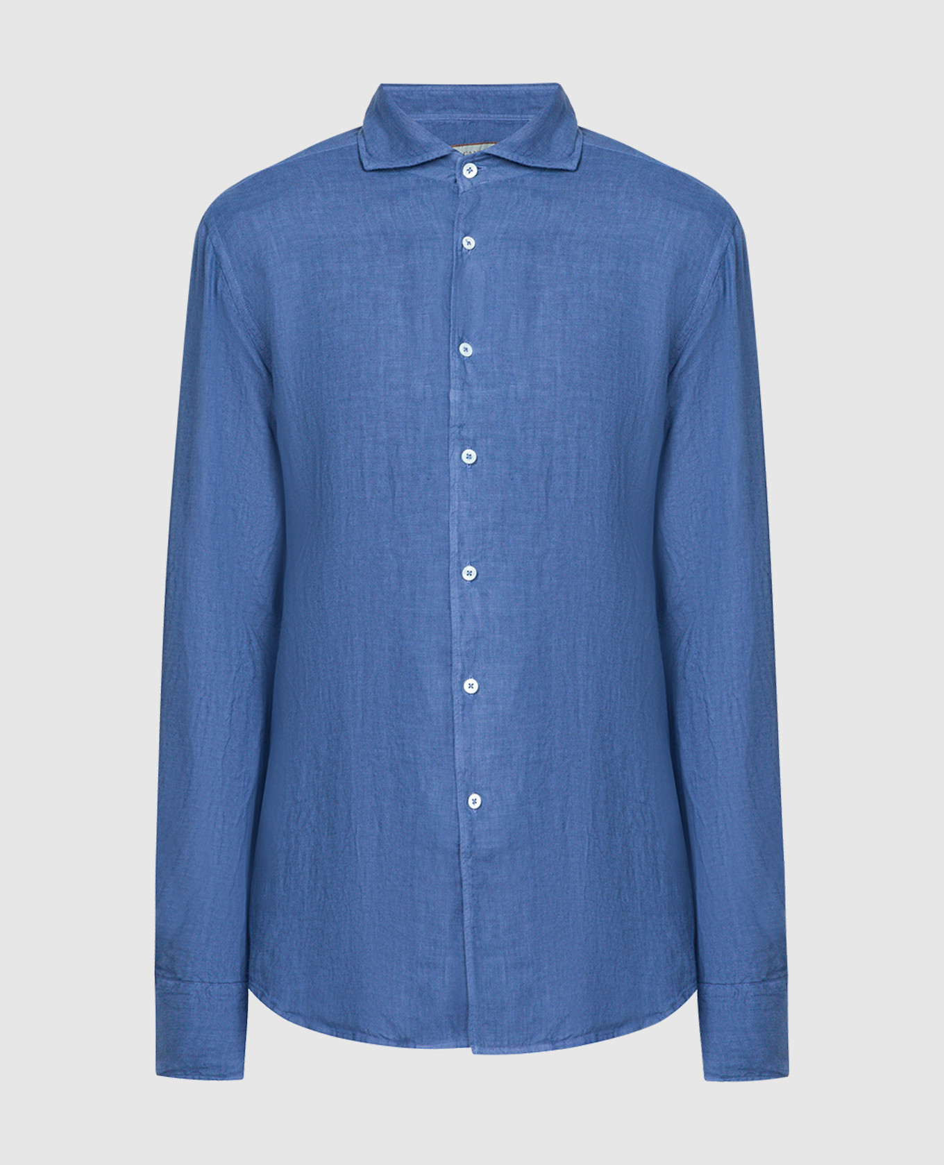 Blue straight-cut shirt made of linen