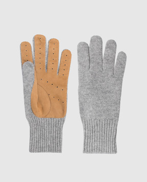 Brunello Cucinelli Светло-серые перчатки из кашемира M2292118