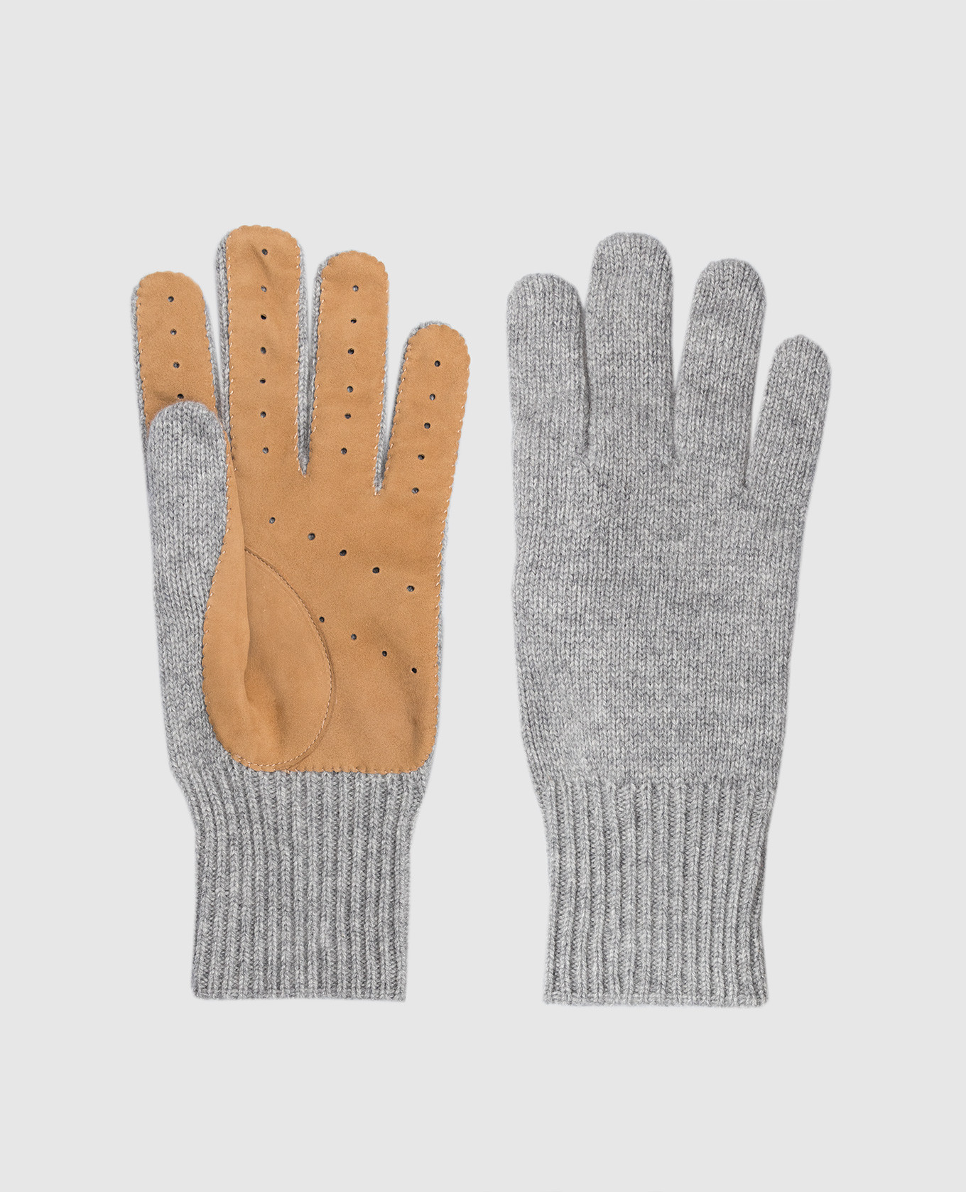 Светло-серые перчатки из кашемира