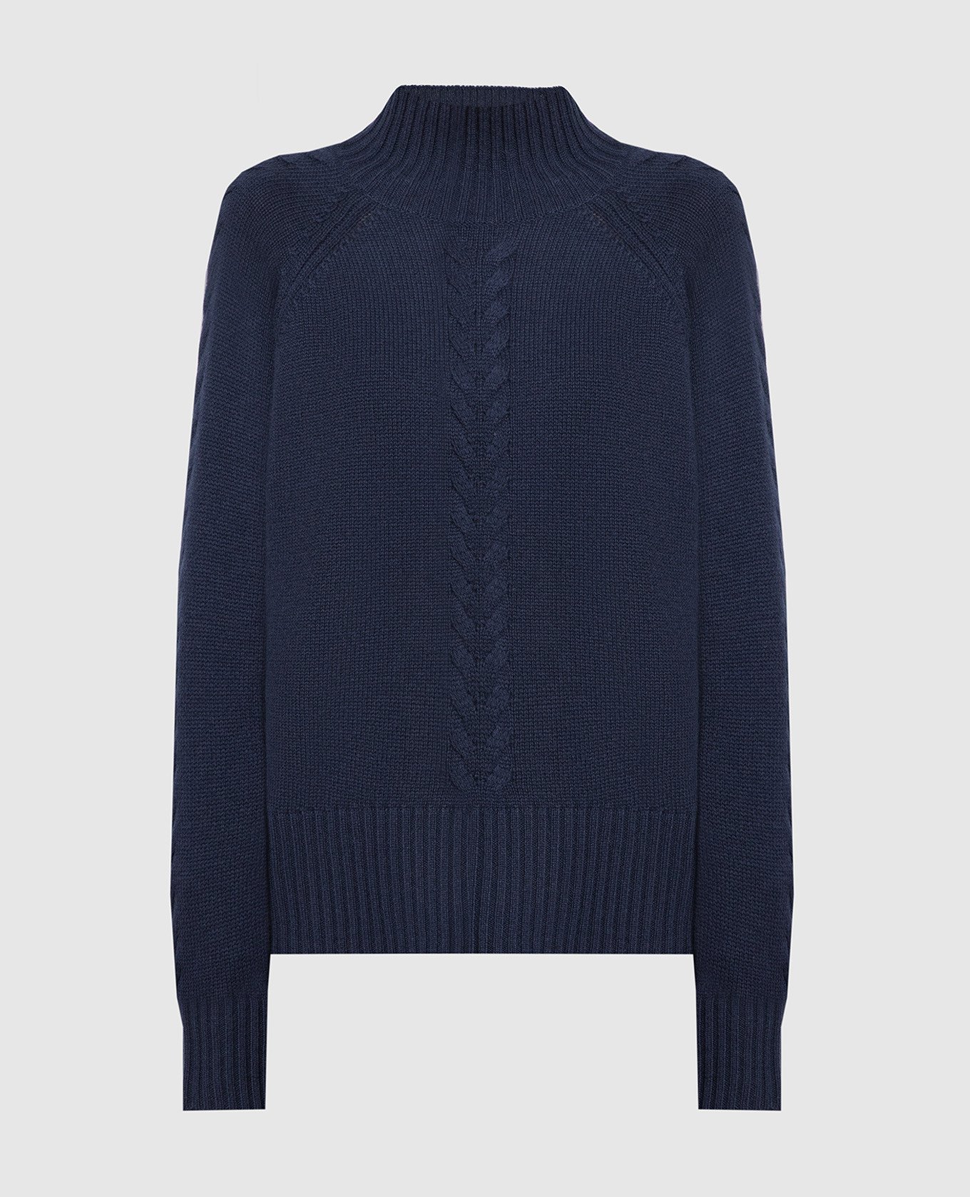 Blue wool and cashmere sweater with a textured pattern