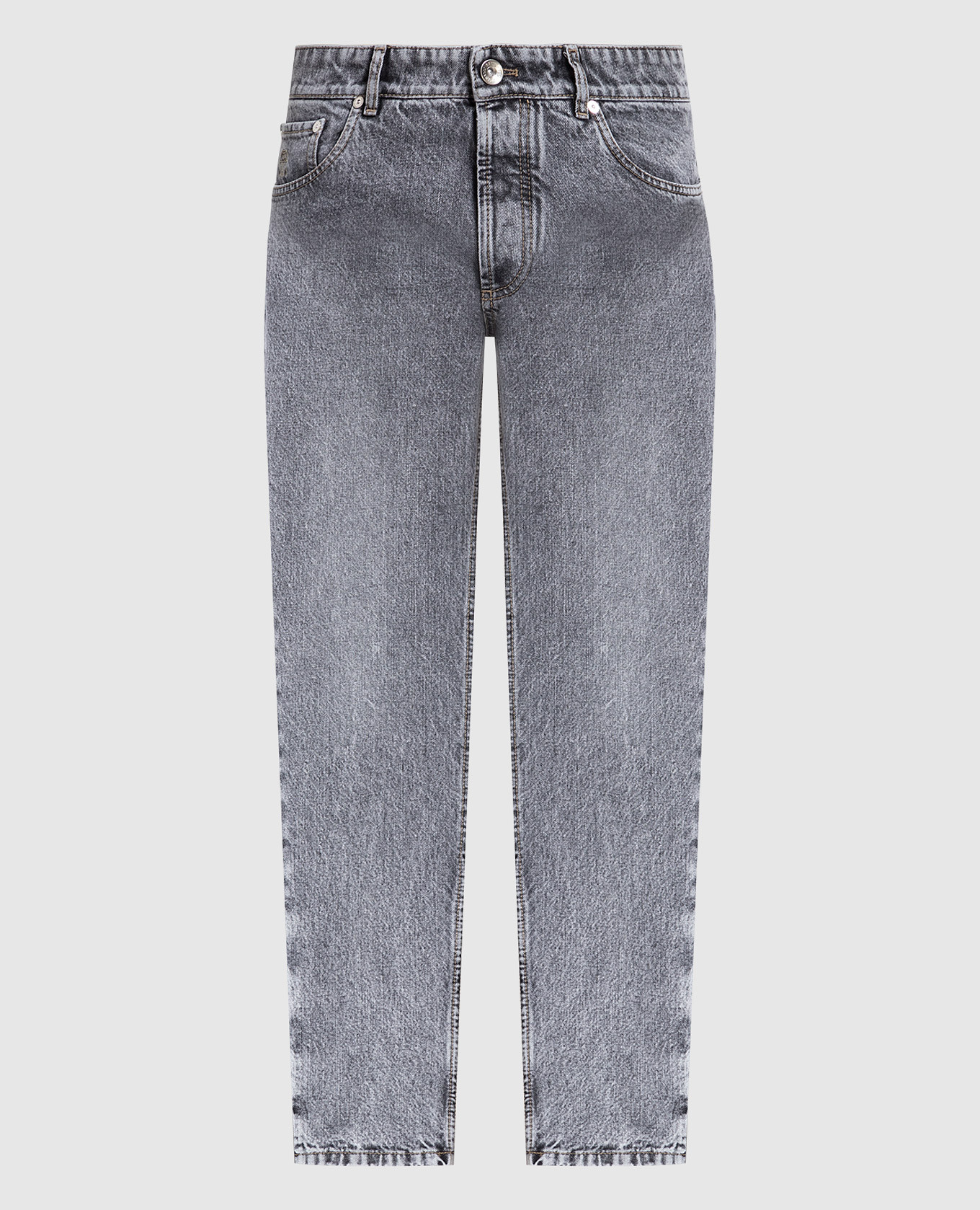 

Серые джинсы с логотипом, Серый, Зауженные джинсы