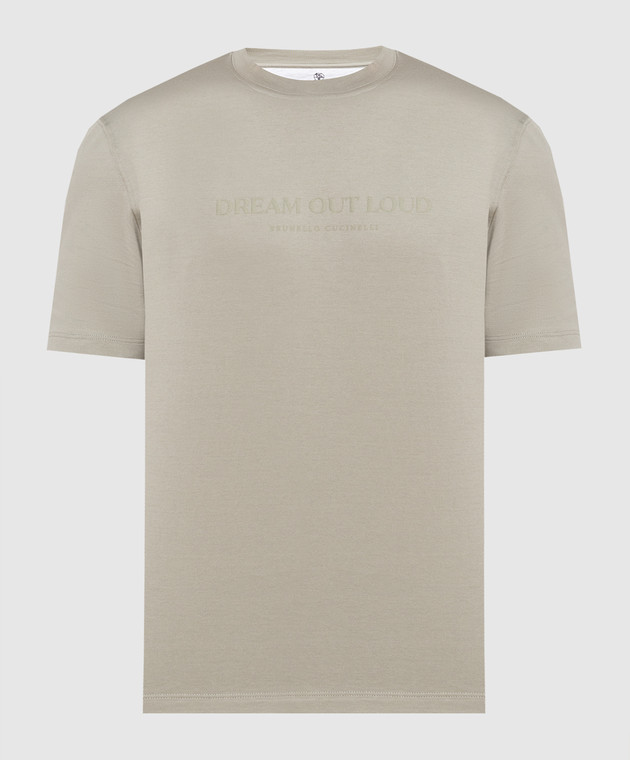 Brunello Cucinelli Khaki t-shirt with logo print M0T618441