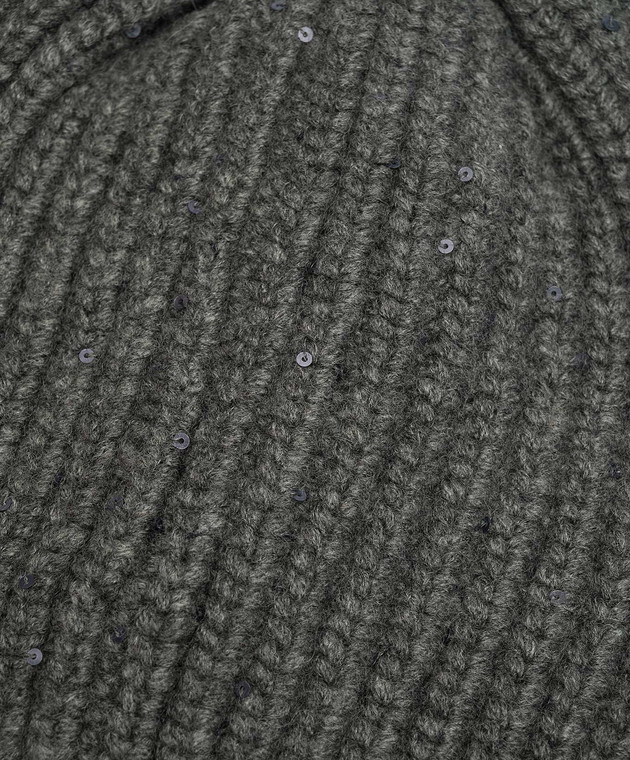 Brunello Cucinelli Серая шапка из кашемира и шелка с пайетками M32373999 изображение 4