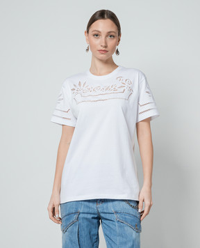 Ermanno Scervino Біла футболка з мереживом D442L329DUX