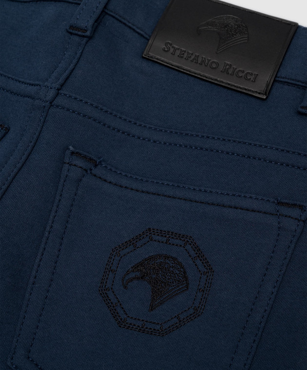 Stefano Ricci Children's blue pants with a logo patch YFT7400040K906 image 3
