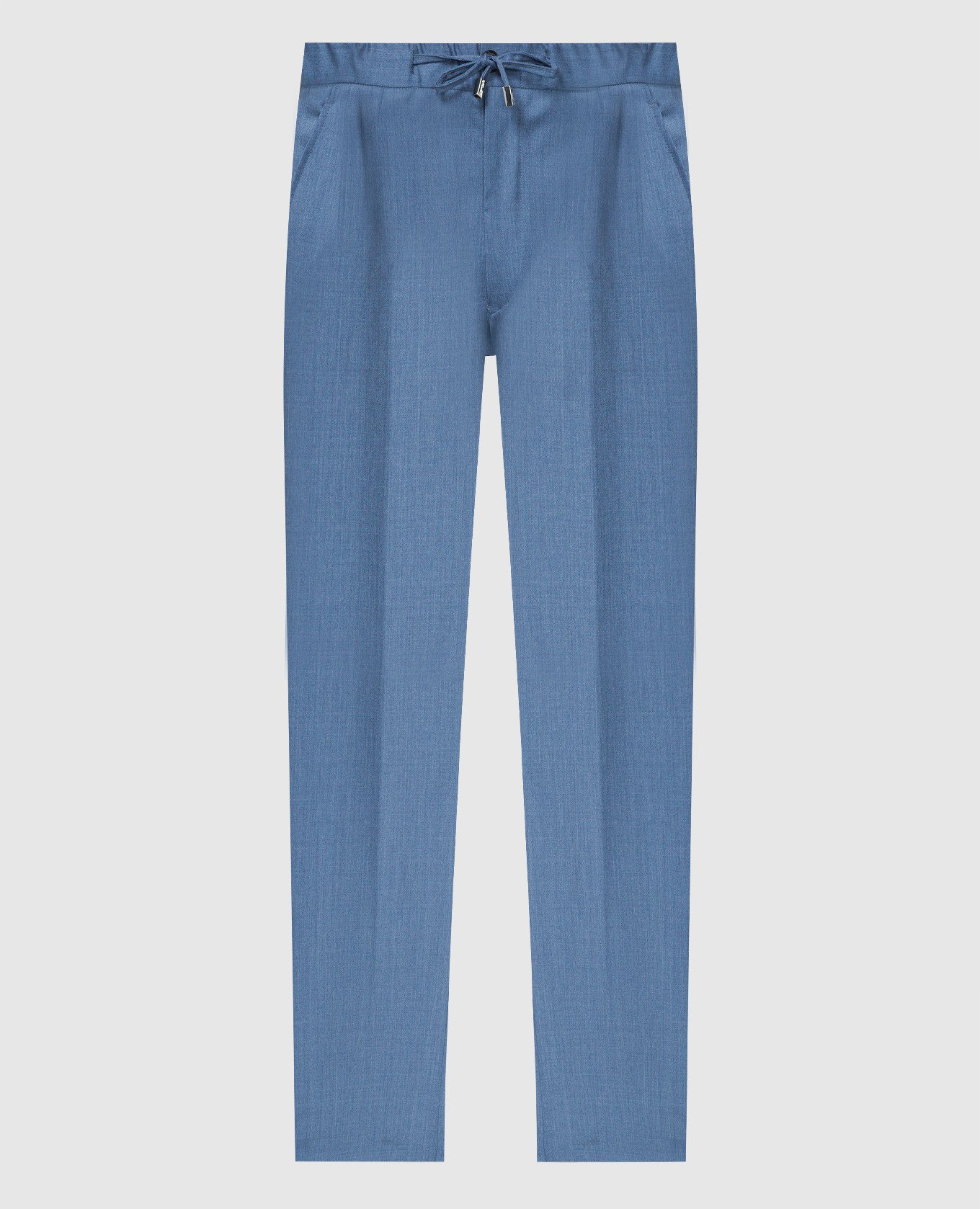 Blue logo-engraved wool trousers