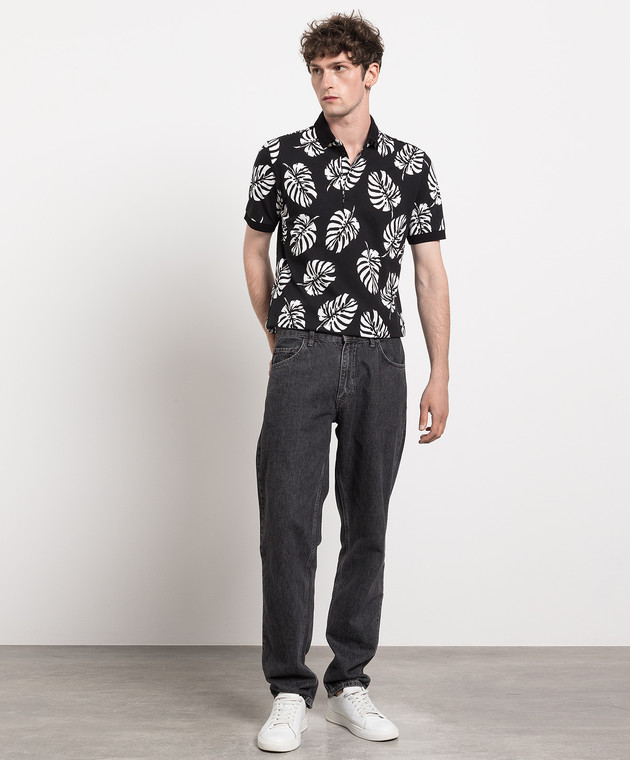 Dolce&Gabbana Black polo shirt with contrast print G8GW2TG7VPH image 2