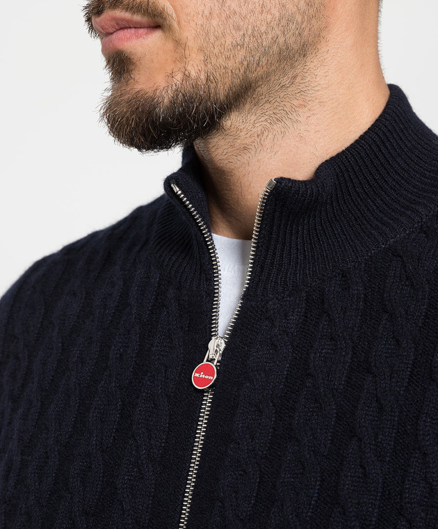 Kiton Синий кардиган с кашемиром в узор UK1019W23 изображение 5