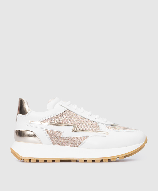 Zecchino D'oro Children's white sneakers with glitter inserts M0262533032