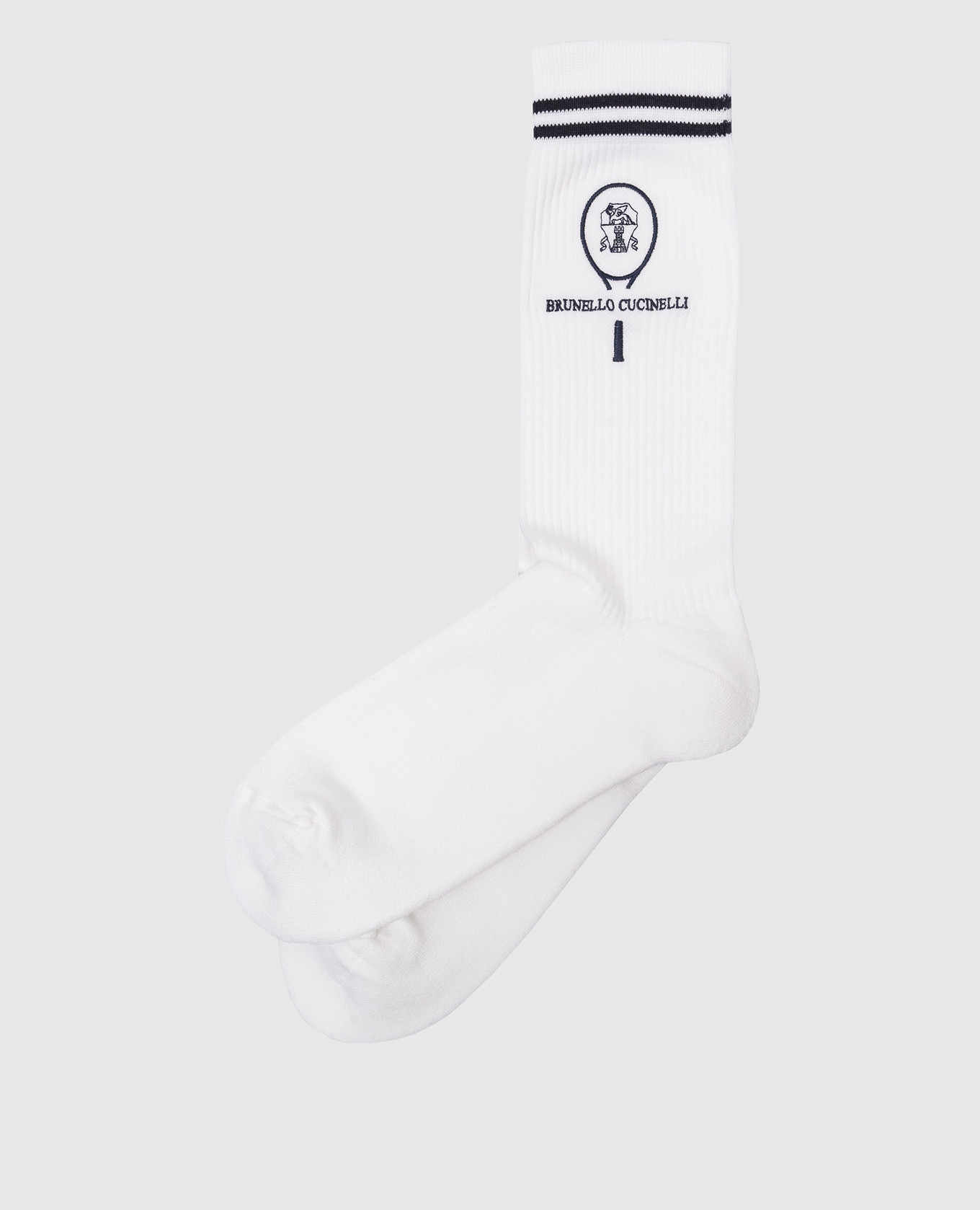 White socks with logo embroidery
