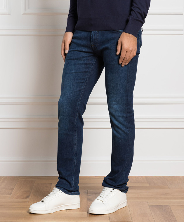 Stefano Ricci Синие джинсы-слим с эффектом потертости MST33S1100T0114 изображение 3