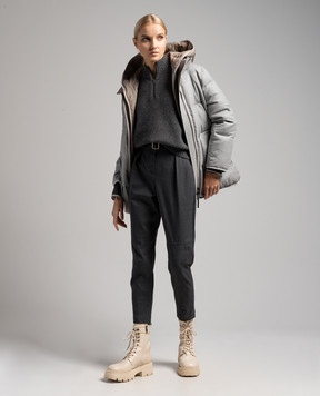 Brunello Cucinelli Сірі штани з високою посадкою MA190P7421