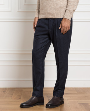 Brunello Cucinelli Брюки синие из шерсти M038PE1740