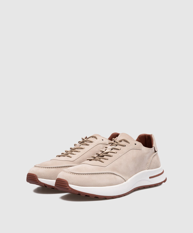 Loro Piana Бежевые замшевые кроссовки Week End Walk FAM1720 изображение 2