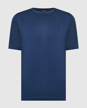 Bertolo Cashmere Темно-синя футболка з вишивкою логотипу 000252001912