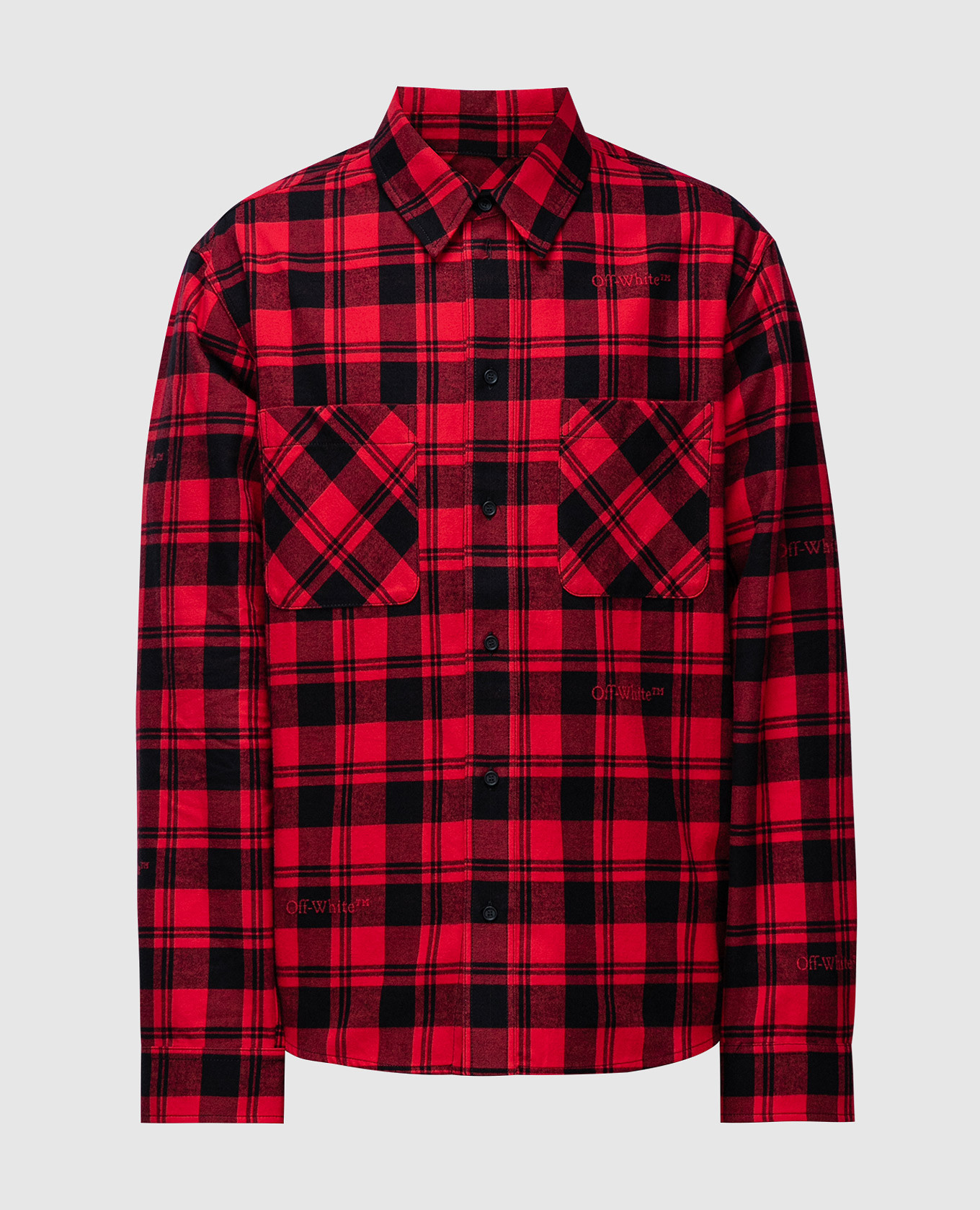 Red checked shirt with logo