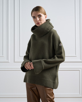 Moncler Зелений светр з вовни вільного крою 9F00015M1241