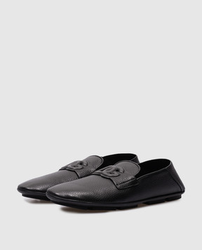 Dolce&Gabbana Чорні шкіряні мокасини DG Driver з фактурним логотипом A50583A8034