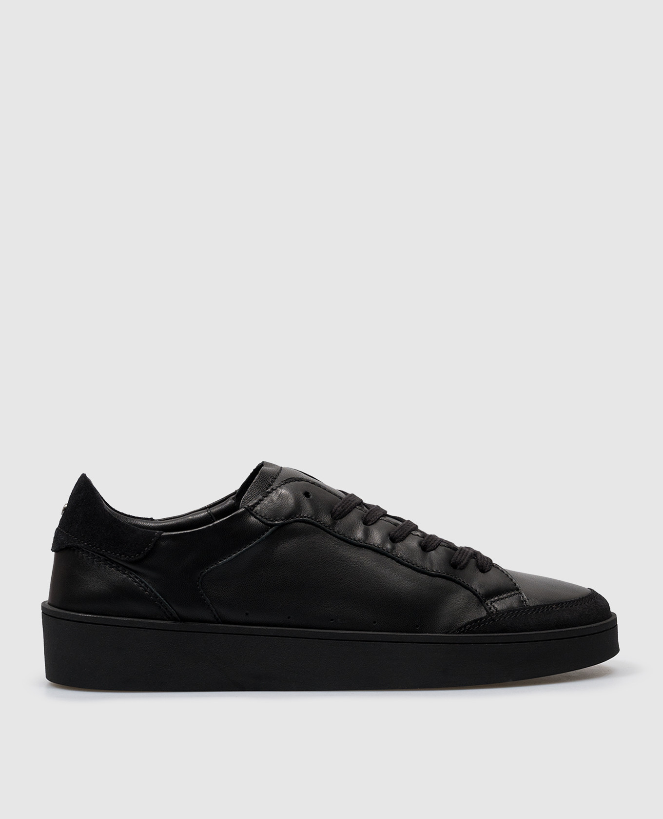 Black leather trainers with logo