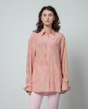 Max Mara Sportmax Розовая блуза из шелка PERLE в цветочный принт. PERLE